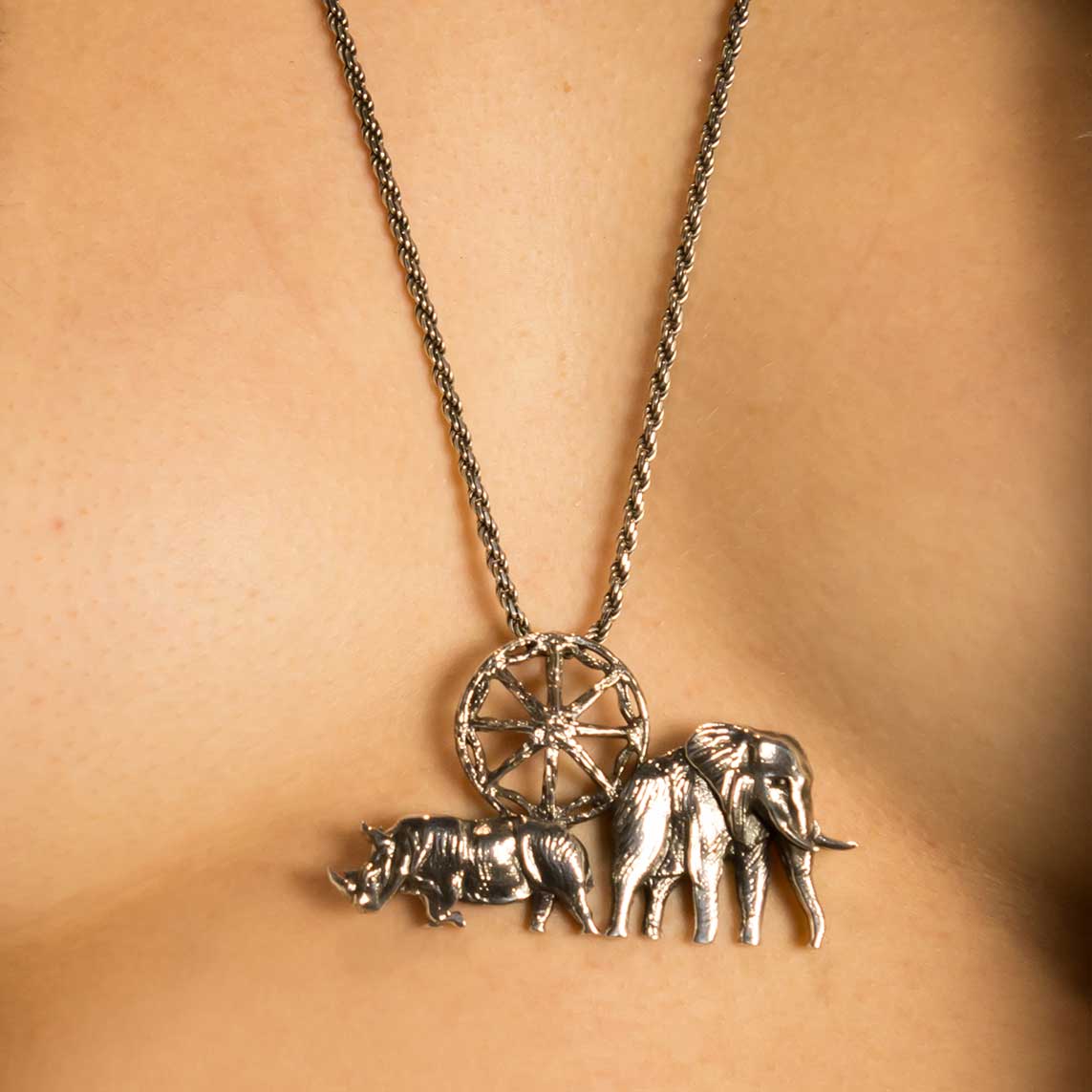 elephant-rhino-pendent-silver Stone Symbol EDGE Pendants